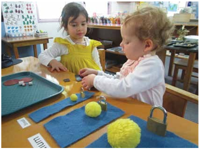 Children learning the difference in size